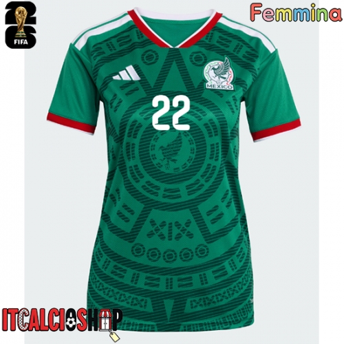 Messico Hirving Lozano #22 Prima Maglia Femmina Mondiali 2026 Manica Corta